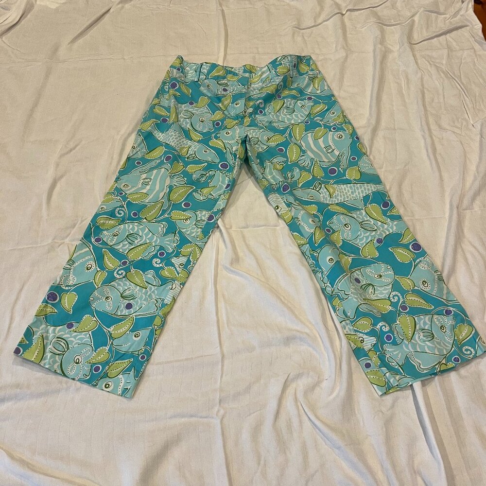 Vintage  Lilly Pulitzer Cropped Fish Print Pants, size 6